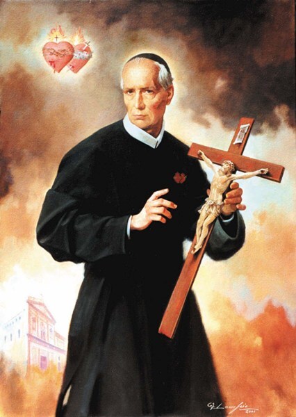 Painted portrait of St. Gaetano Errico holding a crucifix